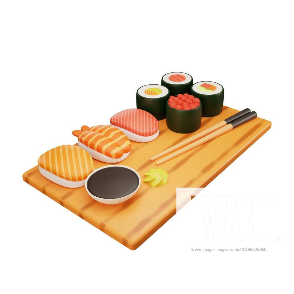 3d rendering of sushi fast food icon, 3d rendering of sushi fast food icon, 3d rendering of sushi fast food icon, 06.11.2022,