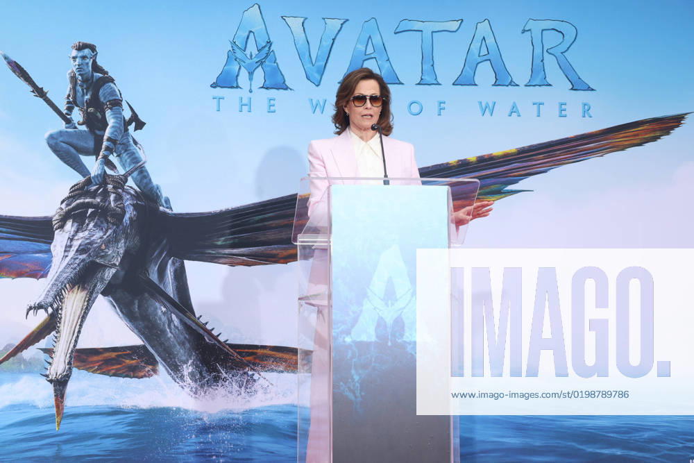 HOLLYWOOD, CA - JANUARY 12: Sigourney Weaver at the James Cameron and Jon Landau Hand and Footprint Ceremony celebrating Avatar: The Way Of Water at the TCL Chinese Theater in Hollywood, California on January 12, 2023.