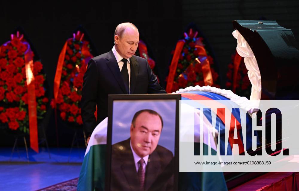 Russia Putin Bashkortostan First President Death 8353634 13.01.2023 Russian President Vladimir Putin attends a farewell ceremony for Murtaza Rakhimov, the first president of Russia s republic of Bashkortostan, at the Bashkortostan state concert hall in Ufa, Republic of Bashkortostan, Russia. Dmitry Azarov POOL Ufa Republic of Bashkortostan Russia