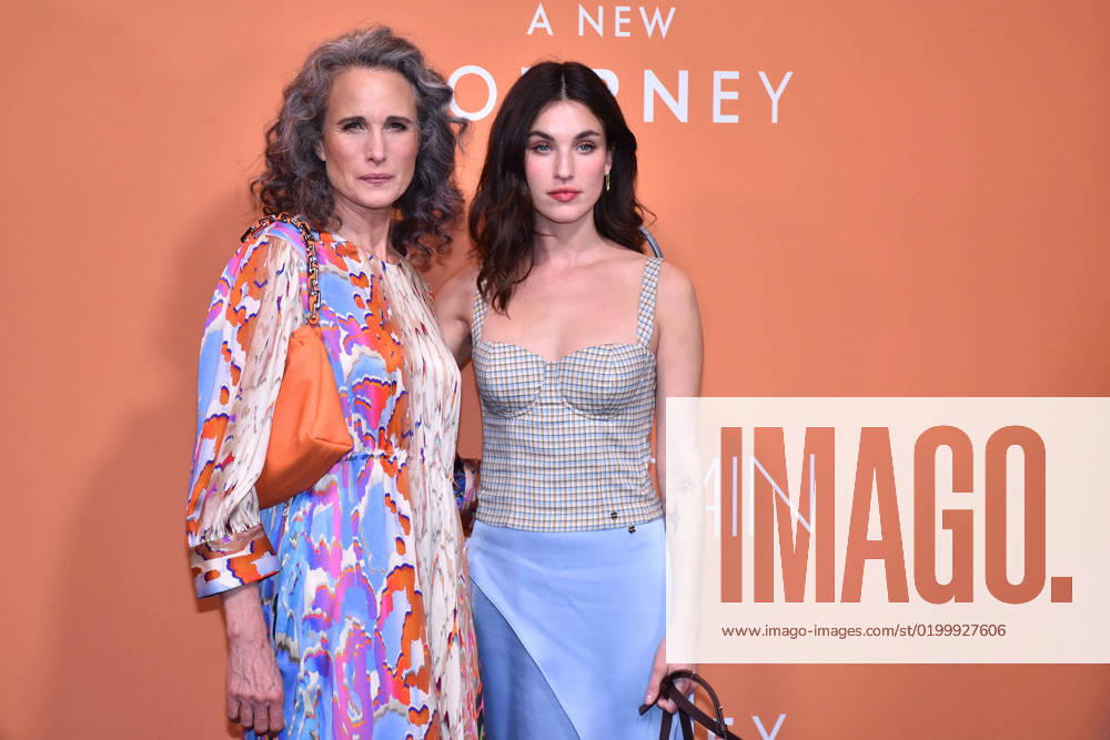 Andie MacDowell and her daughter Rainey Qualley at the Marc Cain Show on 18 01 2023 during Fashion Week in Berlin Fashionweek Berlin 2023 Marc Cain Show