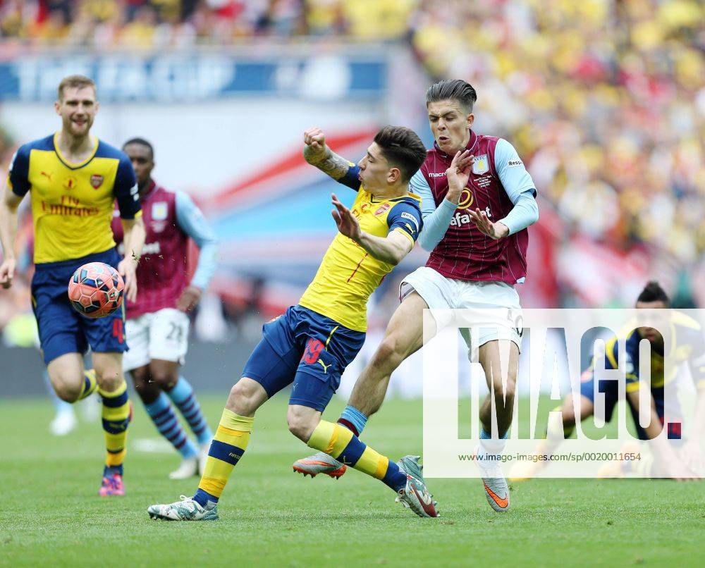 Arsenal s Hector Bellerin tussles with Aston Villa s Jack Grealish FA Cup Final - Arsenal vs Aston Villa - Wembley Stadium - England - 30th May 2015 - Picture David Klein Sportimage .