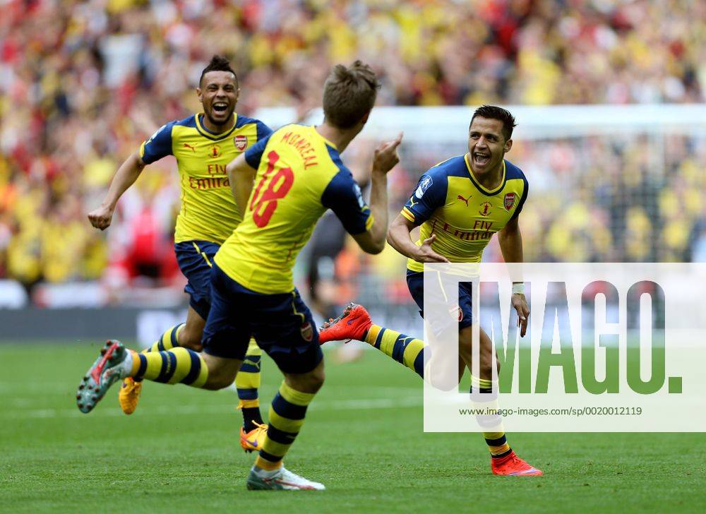Arsenal s Alexis Sanchez celebrates scoring the second goal FA Cup Final - Arsenal vs Aston Villa - Wembley Stadium - England - 30th May 2015 - Picture David Klein Sportimage .