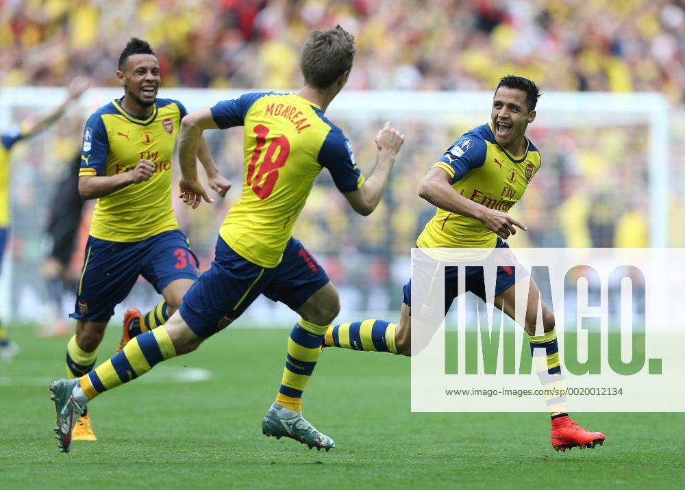 Arsenal s Alexis Sanchez celebrates scoring the second goal FA Cup Final - Arsenal vs Aston Villa - Wembley Stadium - England - 30th May 2015 - Picture David Klein Sportimage .