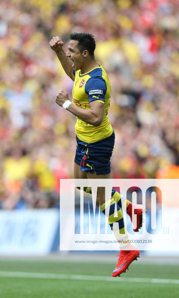 Arsenal s Alexis Sanchez celebrates scoring the second goal FA Cup Final - Arsenal vs Aston Villa - Wembley Stadium - England - 30th May 2015 - Picture David Klein Sportimage .