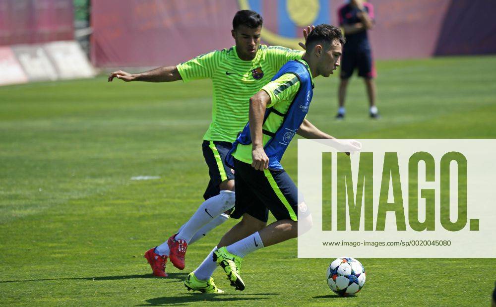 BARCELONA -june 02- SPAIN: Munir and Rafinha in the training before the Champions League final between Juventus.