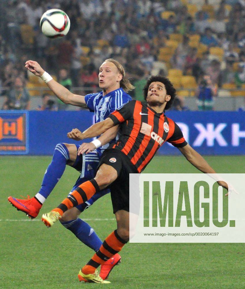 Aktuell Fußball, Ukraine, Pokalfinale, Dynamo Kiew - FC Shaktar Donetsk June 4, 2015 - Kiev, Ukraine - Tyson Shakhtar , center, fight for the ball during the match between FC Dynamo Kyiv and FC Shakhtar Donetsk in the Ukrainian Cup final at the Olympic Stadium in Kiev, Ukraine on June 04, 2015. Dynamo Kiev won at Shakhtar Donetsk in the Ukrainian Cup - ZUMAn230