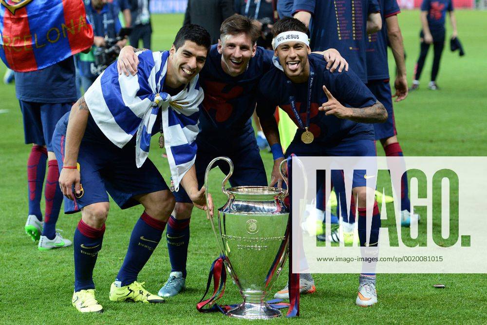 Mg Berlin 06 06 2015 - finale Champions League Sieger FC Barcelona (Barca): Luis Suarez-Lionel Messi-Neymar