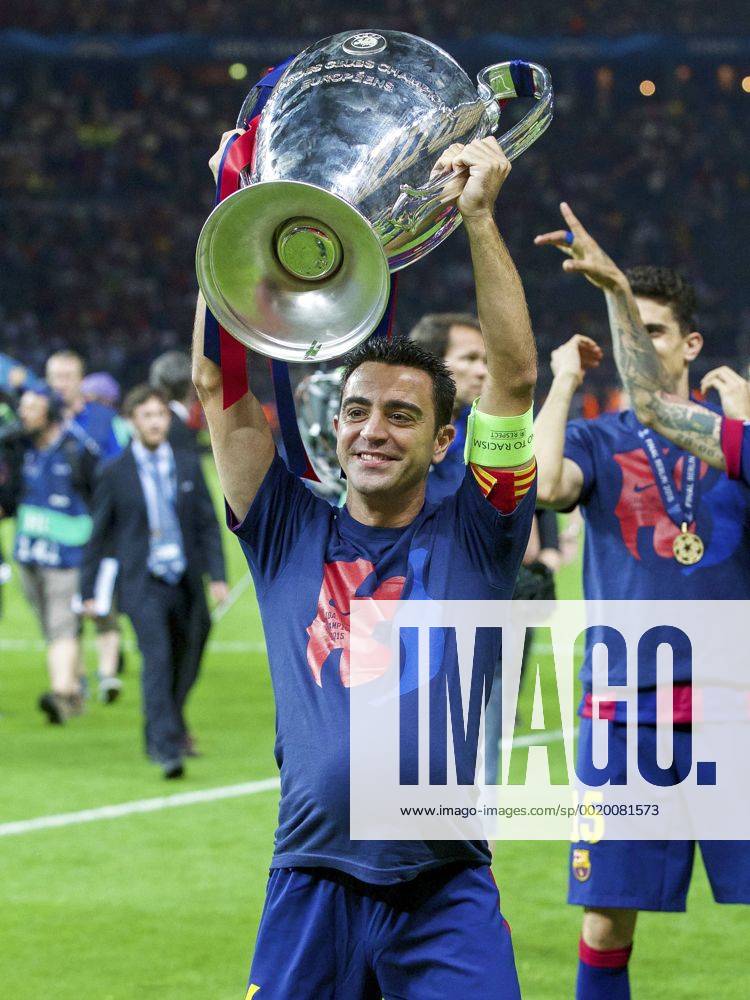 Xavi Hernandez of FC Barcelona Barca with Champions League trophy during the UEFA Champions League final match between Barcelona and Juventus on June 6, 2015 at the Olympic stadium in Berlin, Germany. Barcelona v Juventus Champions League final 2014 2015 IVx 3946855