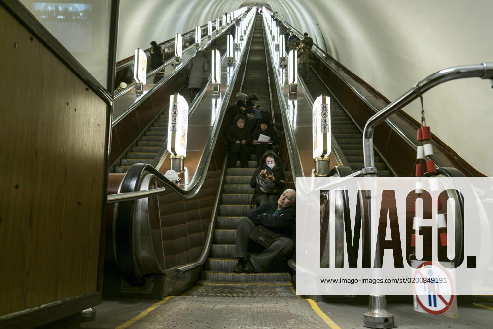 Massive Russian Missile Attack In Ukraine People use a subway station as a bomb shelter during massive Russian missile attack in Kyiv, Ukraine January 26, 2023 Kyiv Ukraine