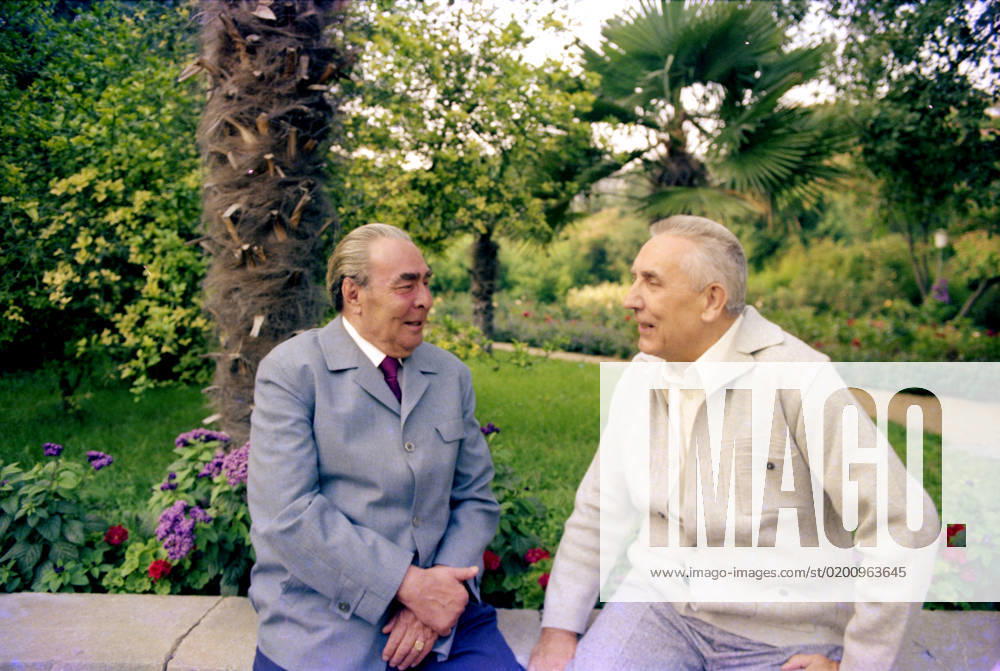 Yalta, Crimea Region, USSR. General Secretary of the Central Committee of the Communist Party of the Soviet Union Leonid Brezhnev and First Secretary of the Polish United Workers Party Edward Gierek (L-R) have talks at the Glitsiniya state dacha in Nizhnyaya Oreanda Village. Valentin Sobolev TASS 15636918