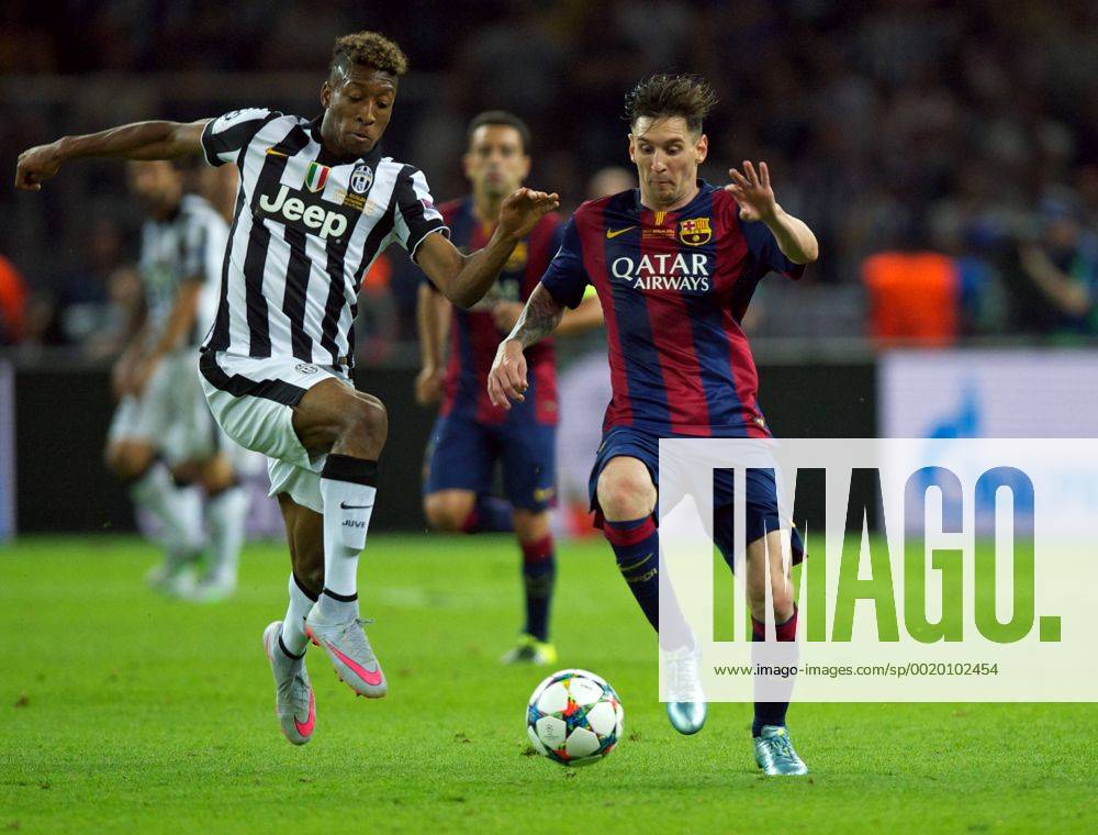 Fussball Berlin Olympiastadion 06.06.2015 UEFA CHAMPIONS LEAGUE FINALE Juventus Turin ITA geg FC Barcelona Barca ESP 1 : 3 FC Barcelona CHAMPIONS LEAGUE Gewinner 2015 vlnr Kingsley COMAN 11 Turin geg Lionel Andres MESSI Barca 10