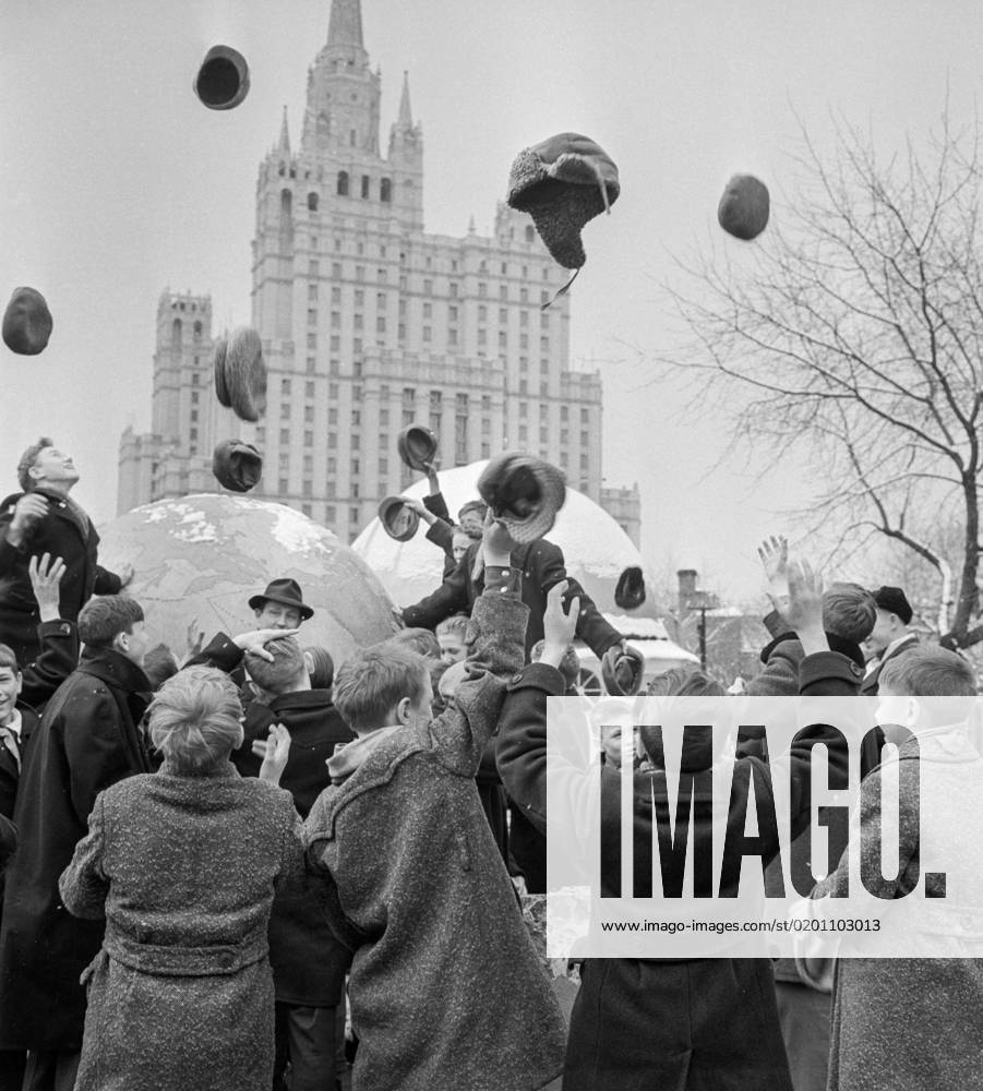 Moscow. The USSR. April 12, 1961. People celebrate a successful flight of Yuri Gagarin, the first human to journey into outer space, at the Moscow planetarium. Alexander Konkov TASS 19292020