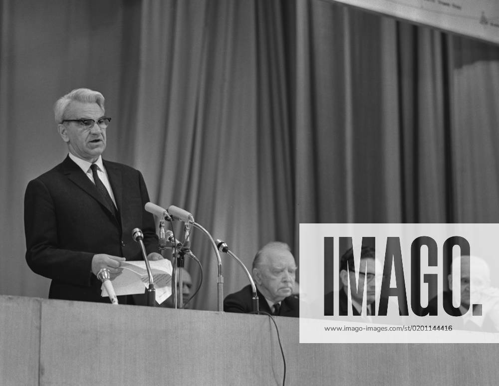 Moscow, USSR. October 28, 1970. President of the USSR Academy of Sciences Mstislav Keldysh (L) speaks at press conference dedicated to the successful flight and delivery of lunar soil to Earth by the Luna-16 Soviet Automatic Interplanetary Station in the Central House of Scientists. Valentin Sobolev TASS 18069682