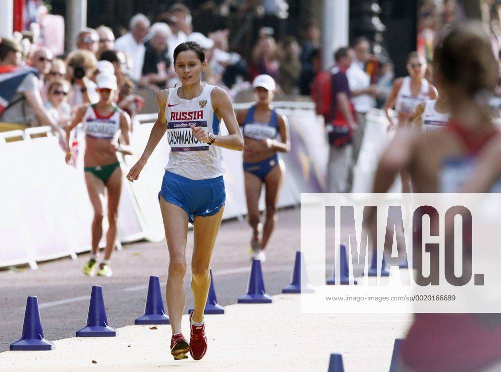 LONDON, Britain - Russia s Elena Lashmanova competes in the women s 20-kilometer race walk at the 2012 London Olympics on The Mall on Aug. 11, 2012. Lashmanova won the gold with a world record time of 1 hour, 25 minutes, 2 seconds. 0812027