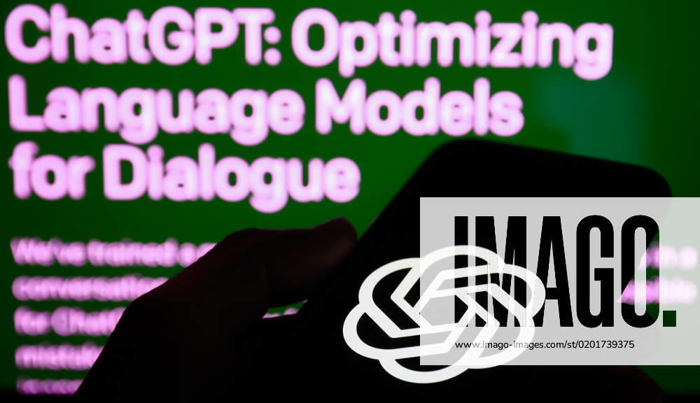 ChatGPT And Internet Companies Photo Illustrations OpenAI logo displayed on a phone screen and OpenAI website displayed on a screen in the background are seen in this illustration photo taken in Krakow, Poland on February 2, 2023. Krakow Poland