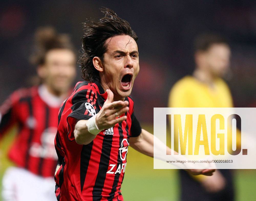 Filippo Inzaghi (Milan) - Torjubel - Fußball EC 1 Herren Champions League 2005 2006, AC Mailand Einzelbild Mailand Freude, Begeisterung,