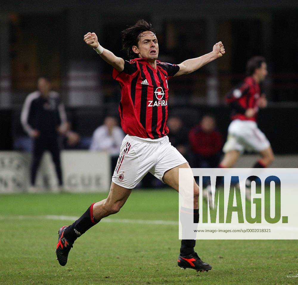Filippo Inzaghi (Milan) - Torjubel - Fußball EC 1 Herren Champions League 2005 2006, AC Mailand Einzelbild Mailand Dynamik, Freude,