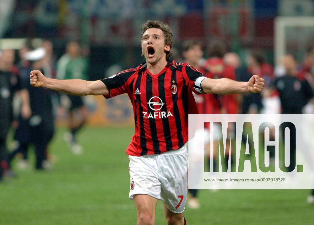 Andriy Shevchenko (Milan) - Schlussjubel Fußball EC 1 Herren Champions League 2005 2006, AC Mailand Einzelbild Mailand Freude, Begeisterung,