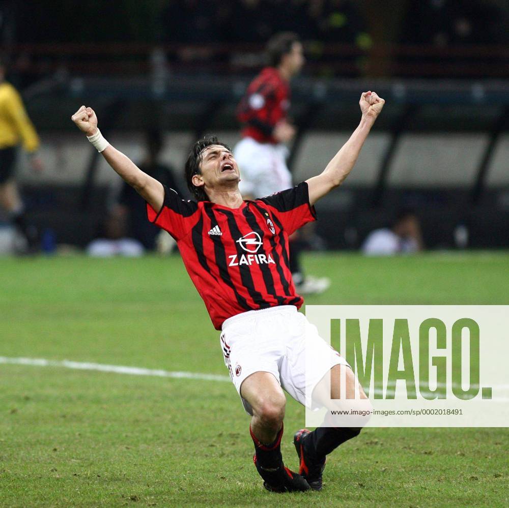 Filippo Inzaghi (Milan) - Torjubel - Fußball EC 1 Herren Champions League 2005 2006, AC Mailand Einzelbild Mailand Freude, Begeisterung,