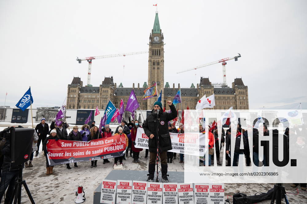 NDP Leader Jagmeet Singh speaks during a rally to demand Canada s public health care system be protected and expanded, on Parliament Hill in Ottawa, Tuesday, Feb. 7, 2023. Ottawa Canada - ZUMAc35_ 20230207_zaf_c35_072