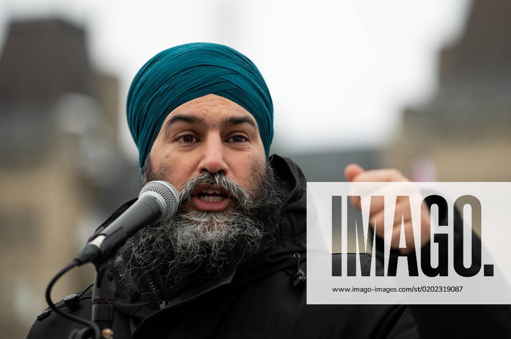 NDP Leader Jagmeet Singh speaks during a rally to demand Canada s public health care system be protected and expanded, on Parliament Hill in Ottawa, Tuesday, Feb. 7, 2023. Ottawa Canada - ZUMAc35_ 20230207_zaf_c35_100