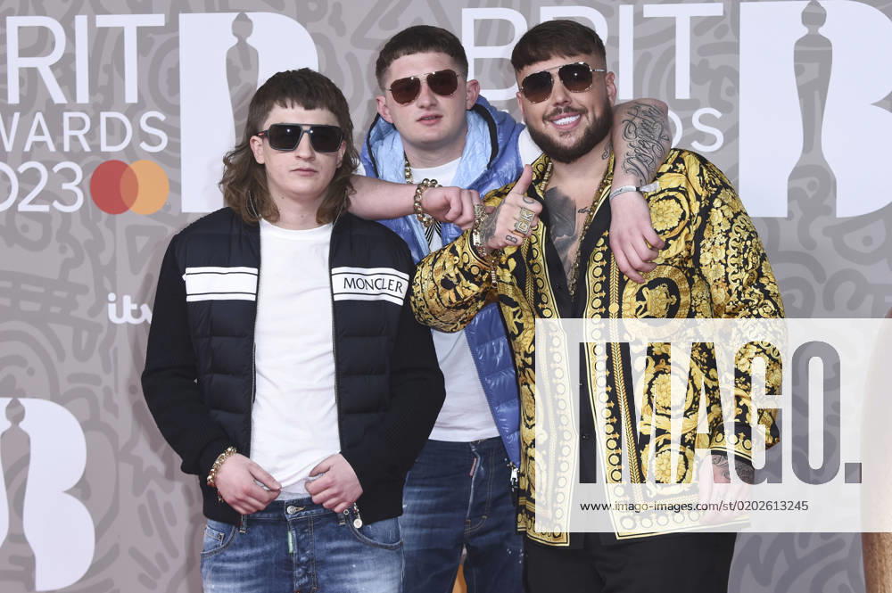 Sam Robinson, Kane Welsh and Gareth Kelly of Bad Boy Chiller Crew at the 43 BRIT Awards 2023 ceremony at the O2 Arena London, 11 02 2023. Foto:xS.xFuturexImage