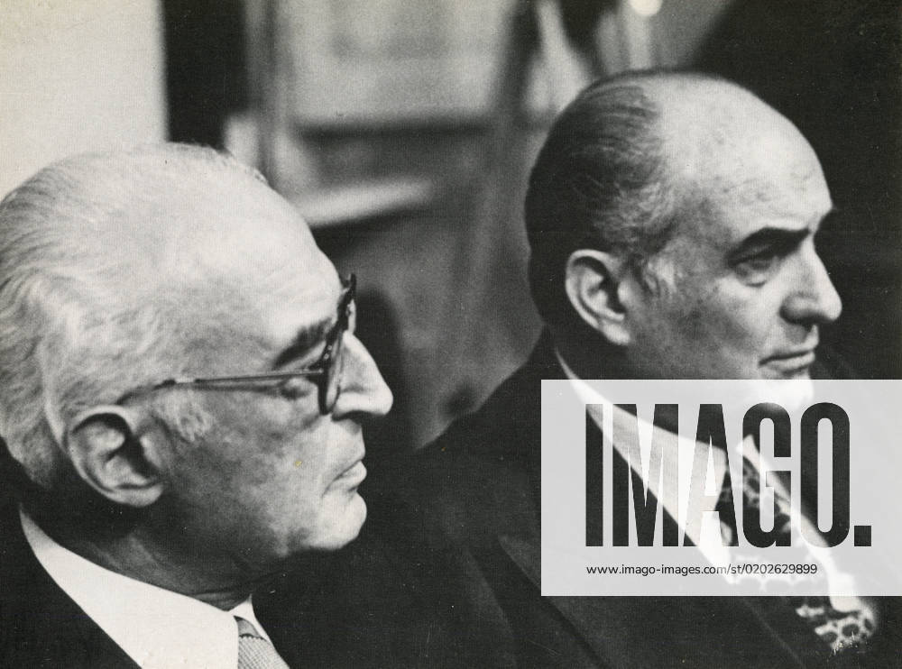 Italian politician and Ministers Luigi Gui and Mario Tanassi involved in the Lockheed scandal, Italy 1977
