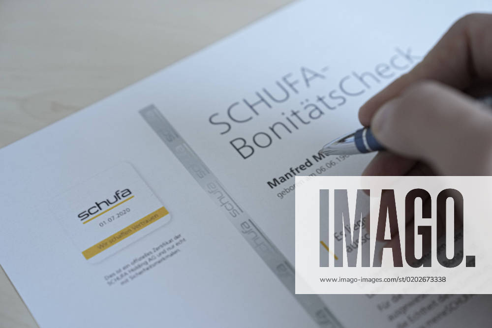 Symbol image Schufa entry and credit rating symbol photo and theme image of Schufa credit rating check and Schufa entry for opening and closing of account and rental agreement Cologne North Rhine Westphalia Germany