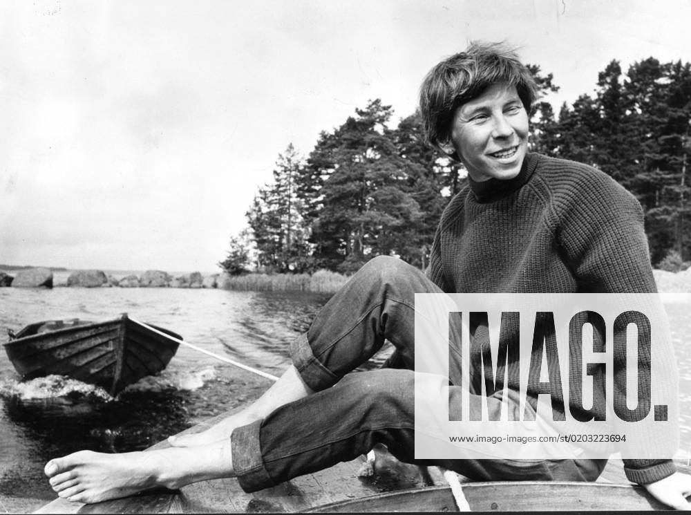FILE 1961 07 13 Tove Jansson, author of the Moomin books, pictured at her childhood island Bredsar in the Gulf of Finland, where she owned several houses Bredsär FINLAND