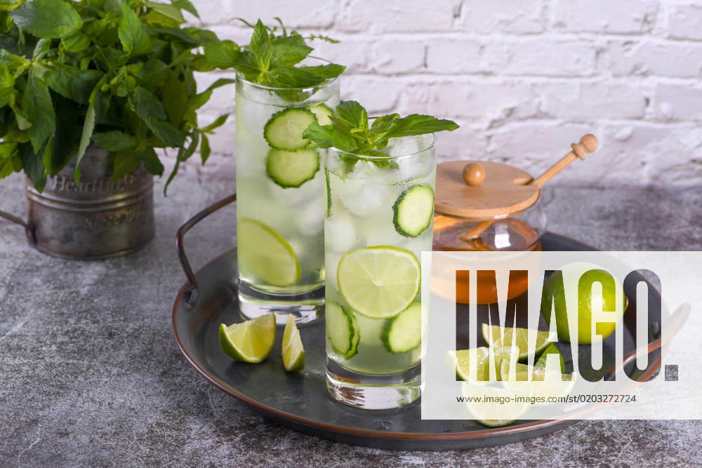 Mint Cucumber Gimlet Cucumber Gimlet with gin and honey, very good in combination with mint. This is a great refreshing cocktail.