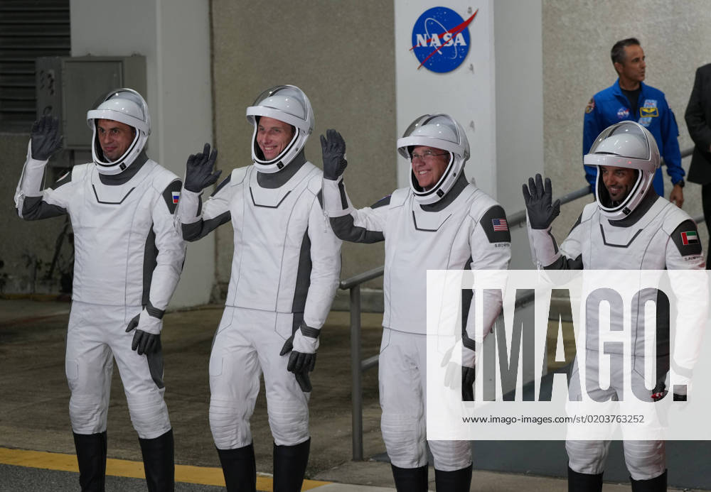 The SpaceX NASA Crew 6 prepare to board the Crew Dragon spacecraft Endeavour at Kennedy Space Center, Florida on Sunday, February 26, 2023. The crew members are (L to R) Roscosmos cosmonaut Mission Specialist Andrey Fedyaev, NASA astronauts Pilot Warren Woody Hoburg and Commander Stephen Bowen, and UAE Mission Specialist Sultan Alneyadi. KSC20230226501 PATxBENIC