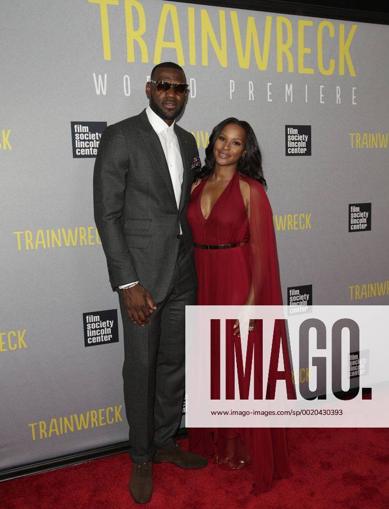 LeBron James and his wife Savannah arrive on the red carpet at the New York Premiere of Trainwreck at Alice Tully Hall in New York City on July 14, 2015. NYP20150709101 JOHNxANGELILLO