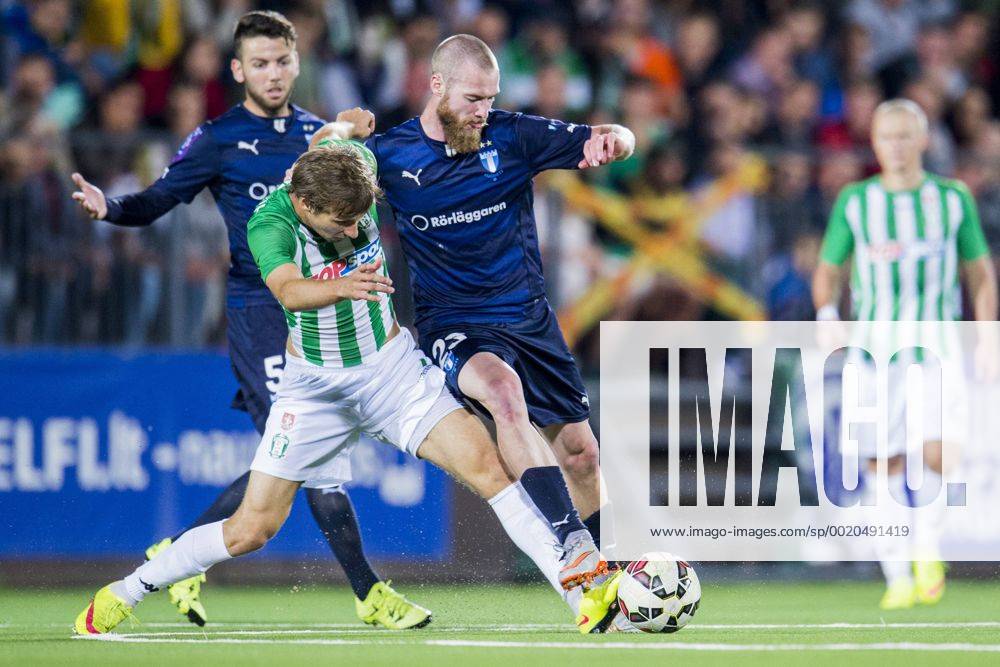 Vilnius, Litauen - 150721 Zalgiris Georgas Freidgeimas vs Malmö FFs Jo Inge Berget - fotbollsmatchen Zalgiris Vilnius VMFD and Malmö FF - Quali - Champions League den 21 juli 2015 i Vilnius. .Foto: LUDVIG THUNMAN BILDBYRAN kod LT 35107 News - July 21, 2015 - ZUMAb138