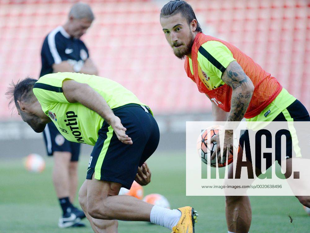 Soccer player Lukas Vacha (right) trains prior to the third qualifying round of the Champions League return match between Sparta Prague and CSKA Moscow in Prague, Czech Republic, on Tuesday, August 4, 2015. (CTKxPhoto MichalxDolezal) CTKPhotoP201508040709101 dol 006