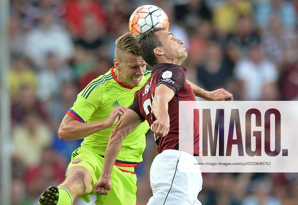 Pontus Wernbloom, of CSKA Moscow, left to right, and David Lafata of Sparta in action during the third qualifying round of the Champions League return match between AC Sparta Prague and CSKA Moscow in Prague, Czech Republic, on Wednesday, August 5, 2015. (CTKxPhoto KaterinaxSulova) CTKPhotoP201508050824301 suk10