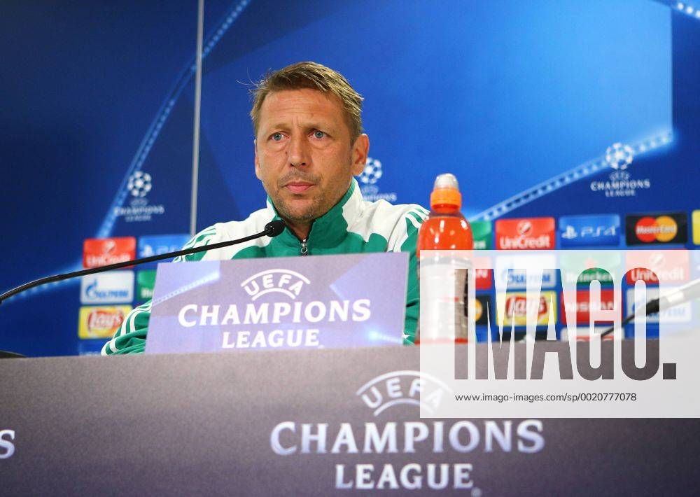 SOCCER - CL play offs, Rapid vs Shakhtar, preview VIENNA,AUSTRIA,18.AUG.15 - SOCCER - UEFA Champions League, play offs, SK Rapid Wien vs FC Shakhtar Donetsk, preview, press conference PK Pressekonferenz Rapid. Image shows head coach Zoran Barisic (Rapid). Keywords: Wien Energie. GEPAxpictures xChristianxOrt
