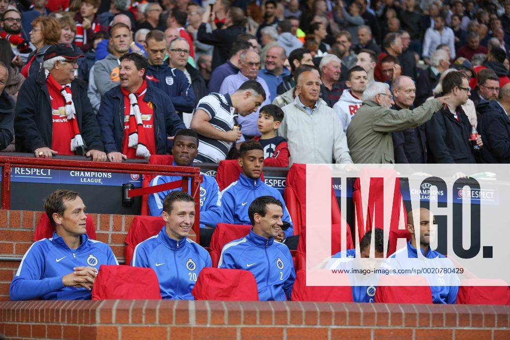 - MANCHESTER, UNITED KINGDOM: Club s Tom De Sutter, Club s Hans Vanaken, Club s Obbi Oulare, Club s Davy De Fauw, Club s Jean-Charles Castelletto, Club s Claudemir Domingues De Souza and Club s Sinan Bolat pictured on the bench during a soccer game between British club Manchester United ManU FC and Belgian team Club Brugge KV in Manchester, United Kingdom, Tuesday 18 August 2015, the first leg of the play-offs for the UEFA Champions League competition. BRUNOxFAHY x04682729x