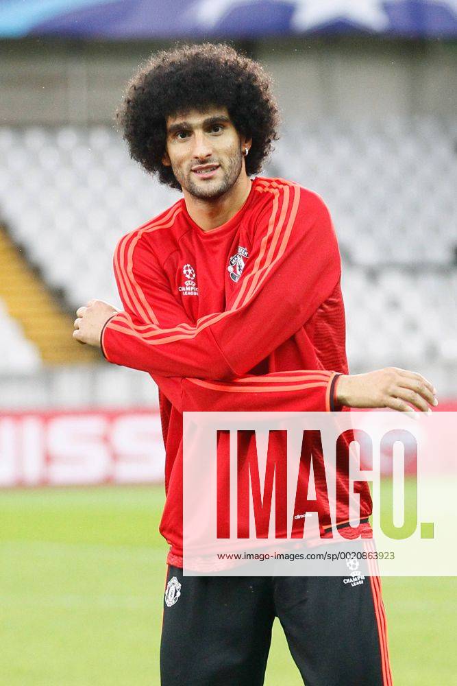 - BRUGGE, BELGIUM: Manchester s Marouane Fellaini pictured during a training session of British soccer club Manchester United ManU in Brugge, Tuesday 25 August 2015. Tomorrow Belgian first league soccer team Club Brugge will play the return game of the play-offs of the Uefa Champions League competition against British soccer club Manchester United FC. Manchester United won the first leg 3-1. BRUNOxFAHY x04687063x