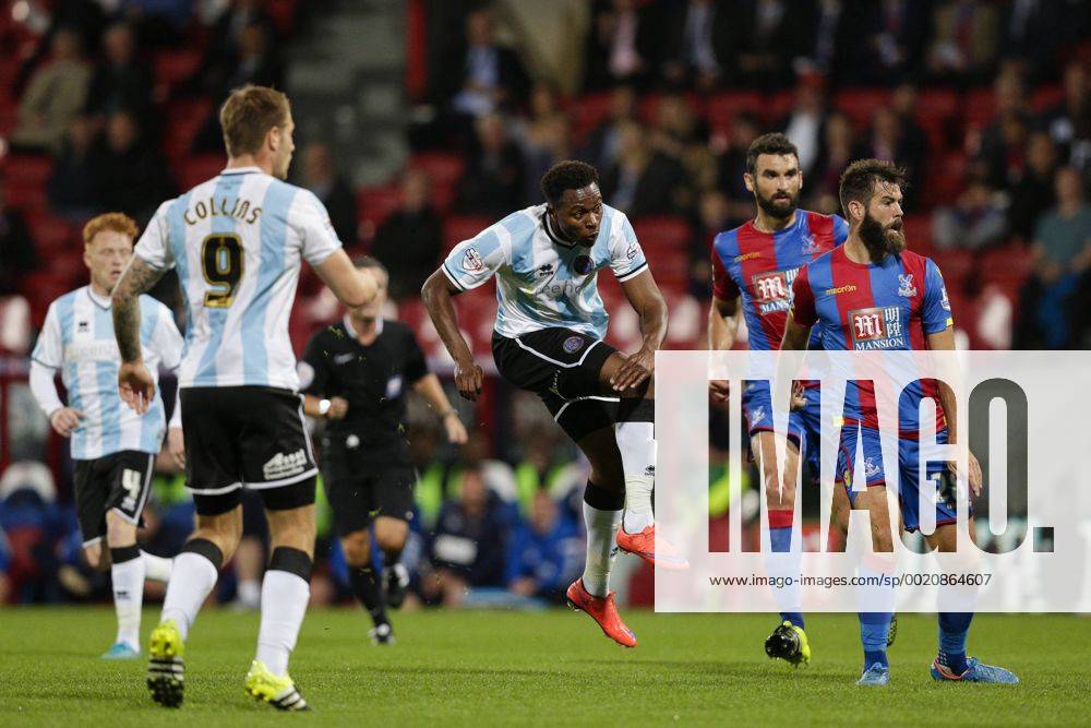 London, England. Capital One Cup 2nd Round. Crystal Palace versus Shrewsbury. Shrewsbury Town s Jean-Louis Akpa Akpro has a shot from long range Mercerx ActionPlus11653614