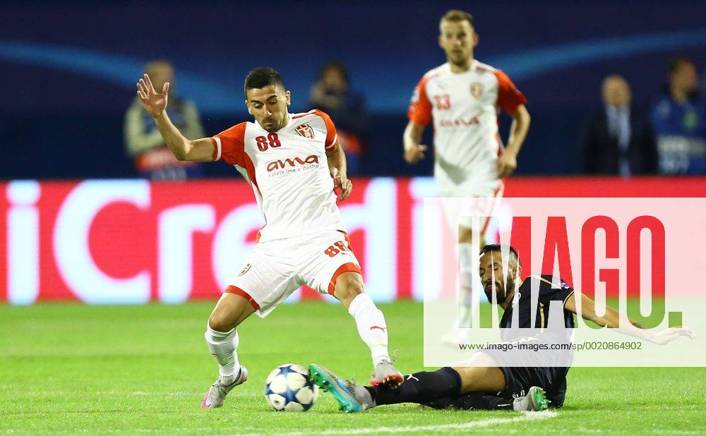 UEFA Champions League play-offs - second leg - GNK Dinamo - KF Skenderbeu 25.08.2015., stadium Maksimir, Zagreb, Croatia - UEFA Champions League play-offs, second leg, GNK Dinamo - KF Skenderbeu. Sabien Lilaj, Jeremy Taravel. SlavkoxMidzor PIXSELL