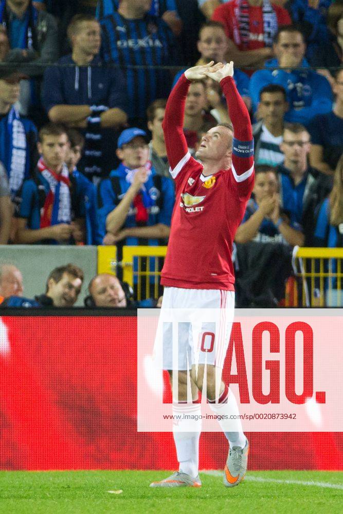 - BRUGGE, BELGIUM: Manchester s Wayne Rooney celebrates after scoring during a soccer game between Belgian first league team Club Brugge KV and British club Manchester United ManU FC in Brugge, Wednesday 26 August 2015, the return game of the play-offs of the UEFA Champions League competition. Manchester United won the first leg 3-1. KURTxDESPLENTER x04687514x