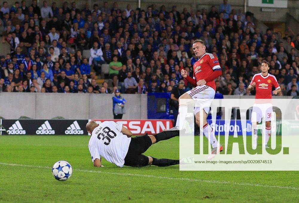 Manchester United ManU s Wayne Rooney scoring his third goal Champions League Play-Off 2nd Leg - Club Brugge vs Manchester United - Jan Breydel Stadium - Belgium - 26th August 2015 - Picture David Klein Sportimage .