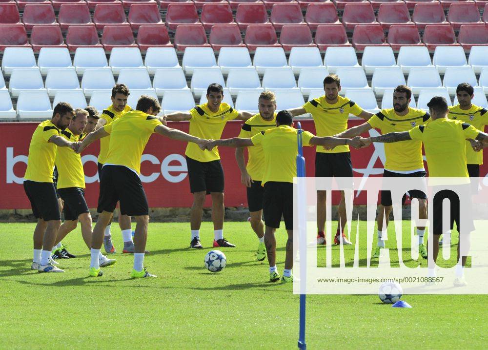 FC Sevilla training session. In this picture, the players strech. HURTADOx