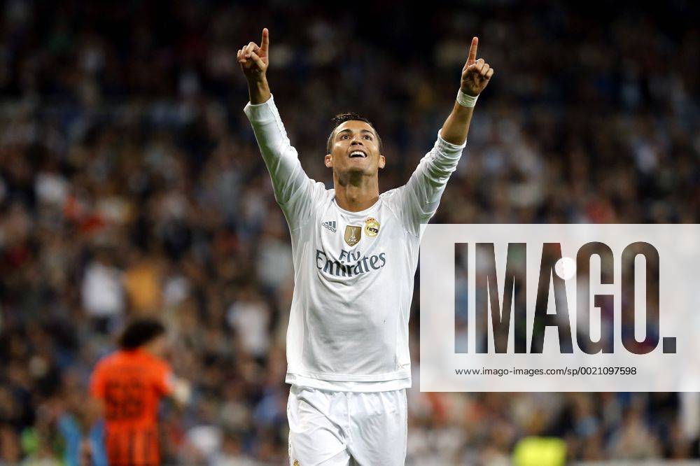 Champions League 2015 2016 match played between Real Madrid and Shakhtar Donetsk. In this picture, Cristiano Ronaldo celebrates a goal. xPABLOGARCIAx