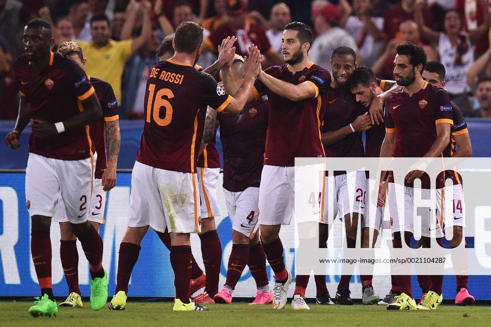 Alessandro Florenzi Roma Goal celebration 1-1 Roma 16-09-2015 Stadio Olimpico Football Calcio Champions League 2015 2016 Group Stage - Group, AS Roma vs. FC Barcelona andreaxstaccioli