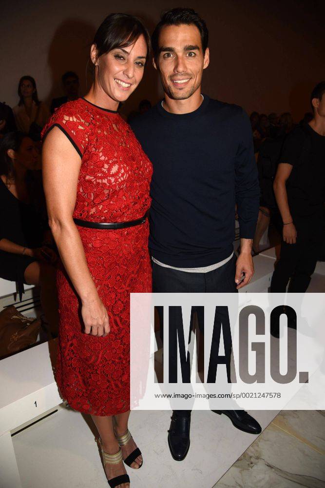 Milan Fashion Week, Women Spring Summer 2016. Milano, Moda Donna, Primavera Estate 2016. FERRAGAMO Arrival Pictured: Flavia Pennetta Fabio Fognino xSimonaxChioccia Fotosickix