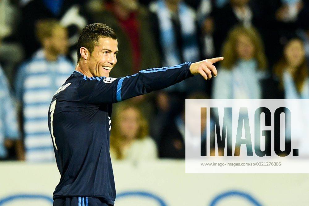 , 150930 Real Madrids Cristiano Ronaldo jublar efter 0-1 during UEFA Champions League 2015 2016 match between Malmö FF and Real Madrid.