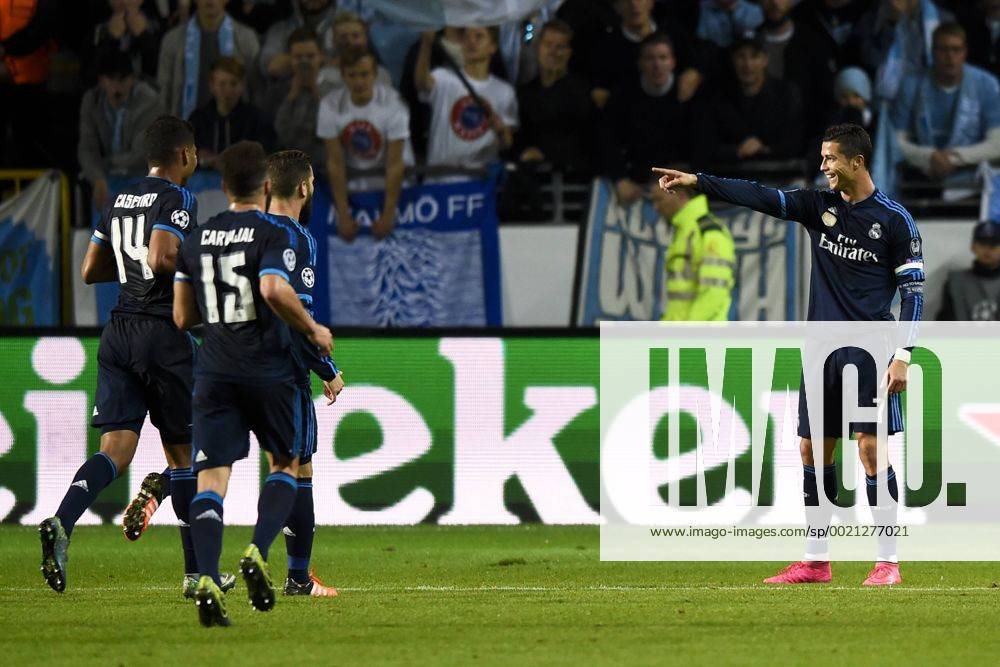 , 150930 Real Madrids Cristiano Ronaldo jublar efter 0-1 during UEFA Champions League 2015 2016 match between Malmö FF and Real Madrid.