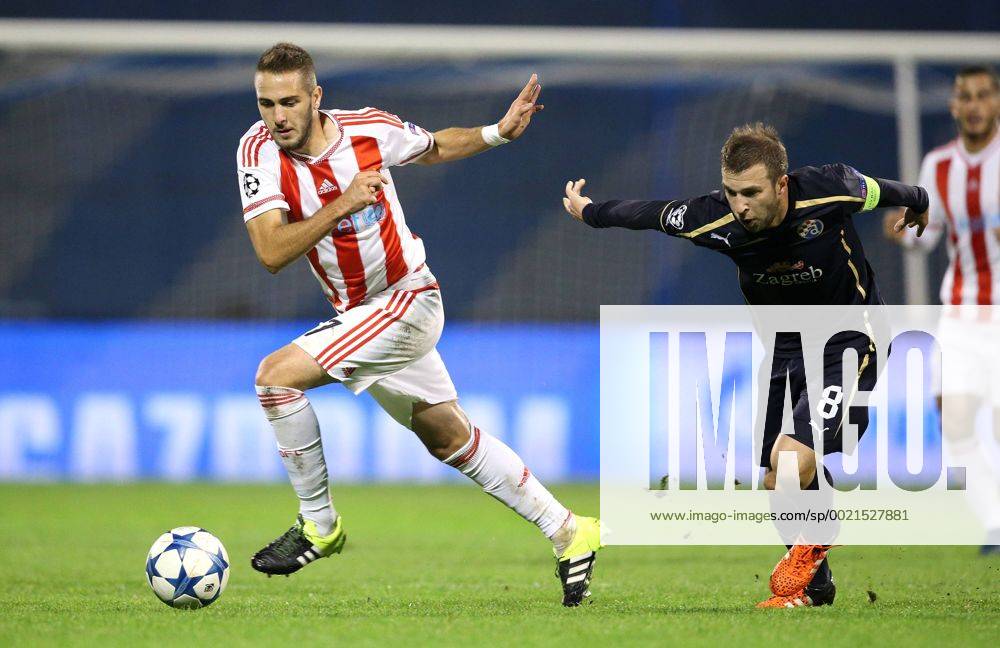 UEFA Champions League, Group F, Round 3, GNK Dinamo - FC Olympiakos 20.10.2015., Croatia, Zagreb - Maksimir Stadium - UEFA Champions League, Group F, Round 3, GNK Dinamo - FC Olympiakos. Kostas Fortounis, Domagoj Antolic. IgorxKralj PIXSELL