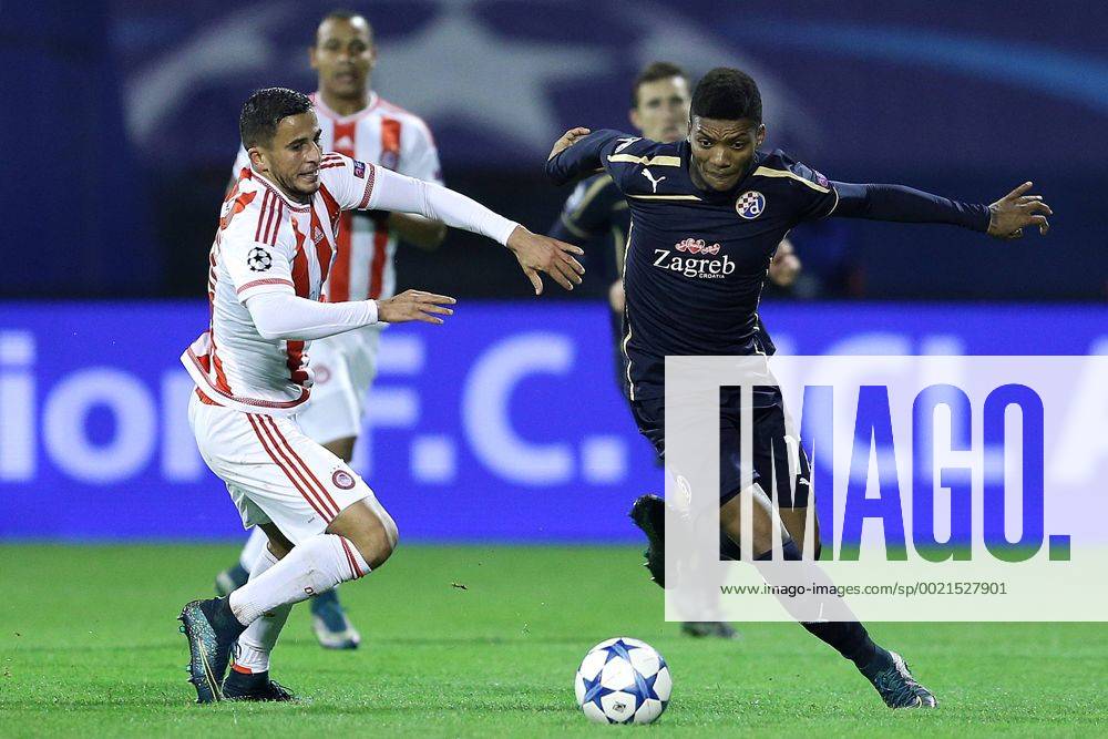 UEFA Champions League, Group F, Round 3, GNK Dinamo - FC Olympiakos 20.10.2015., Croatia, Zagreb - Maksimir Stadium - UEFA Champions League, Group F, Round 3, GNK Dinamo - FC Olympiakos. Omar Elabdellaoui, Junior Fernandes. GoranxStanzl PIXSELL